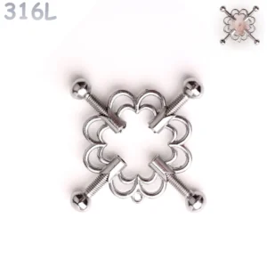 Faux Piercing Téton Ajustable à Motif Floral.
