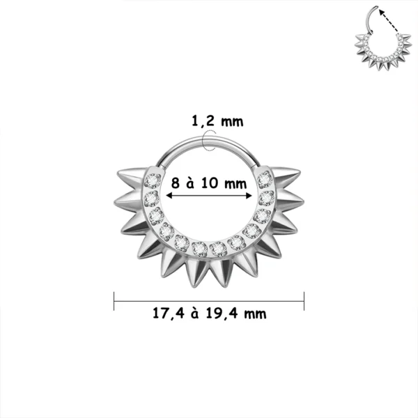 Piercing Anneau Clicker Clouté en Titane serti de Zircons (dimensions) Piercing Anneau Clicker Clouté en Titane serti de Zircons (dimensions).
