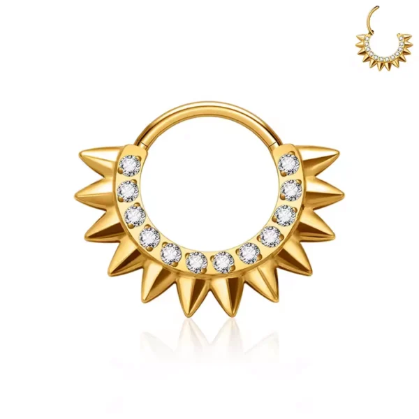Piercing Anneau Clicker Clouté en Titane serti de Zircons (variante couleur doré anodisé) Piercing Anneau Clicker Clouté en Titane serti de Zircons (variante couleur doré anodisé).