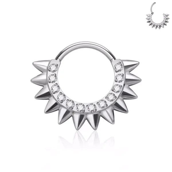 Piercing Anneau Clicker Clouté en Titane serti de Zircons (variante couleur titane brut) Piercing Anneau Clicker Clouté en Titane serti de Zircons (variante couleur titane brut).