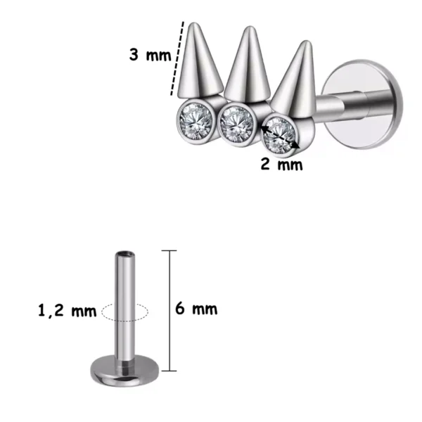 Piercing Labret Clouté en Titane à Zircons Sertis (variante 6 mm) Piercing Labret Clouté en Titane à Zircons Sertis (variante 6 mm).