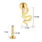 Piercing Labret Motif Petit Serpent (variante titane anodisé doré 7 mm).