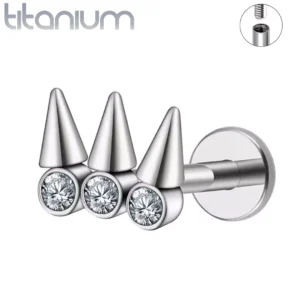 Piercing Labret Titane Clouté à Zircons Sertis - Punk Chic.