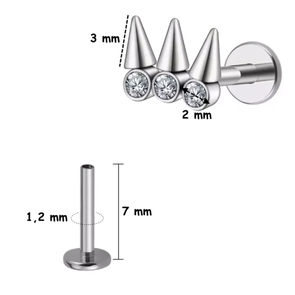 Piercing Labret Titane Clouté à Zircons Sertis (variante 7 mm cartilage & lèvre) Piercing Labret Titane Clouté à Zircons Sertis (variante 7 mm cartilage & lèvre).