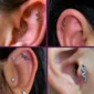 Piercing Labret Titane à Motif Serpent sur Cartilage.