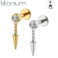Piercing Labret Titane à Zircon Serti & Spike Suspendu.