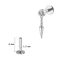 Piercing Labret Titane à Zircon Serti & Spike Suspendu (variante 6 mm couleur gris argenté).