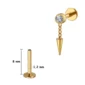 Piercing Labret Titane à Zircon Serti & Spike Suspendu (variante 8 mm titane doré).