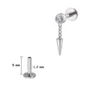 Piercing Labret Titane à Zircon Serti & Spike Suspendu (variante titane brut 5 mm).
