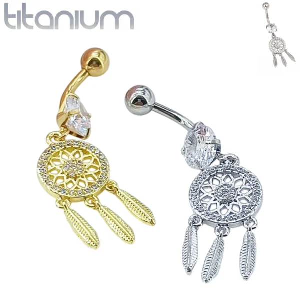 Piercing Nombril Attrape-Rêves Scintillant en Titane.