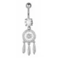 Piercing Nombril Attrape-Rêves Scintillant en Titane (variante couleur gris argenté).