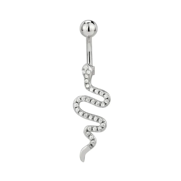 Piercing Nombril Serpent Pavé de Zircons (variante titane brut) Piercing Nombril Serpent Pavé de Zircons (variante titane brut).