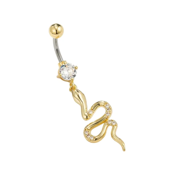 Piercing Nombril à Pendentif Serpent en Titane ASTM-F136 Anodisé Doré Piercing Nombril à Pendentif Serpent en Titane ASTM-F136 Anodisé Doré.