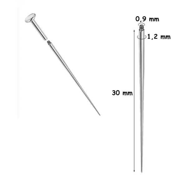 Taper Insertion Piercing Titane - Extrémité filetée 0,9 mm Taper Insertion Piercing Titane - Extrémité filetée 0,9 mm.