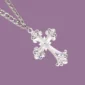 Verso Collier à Pendentif Croix Gothique Stylisée Constellée de Zircons.