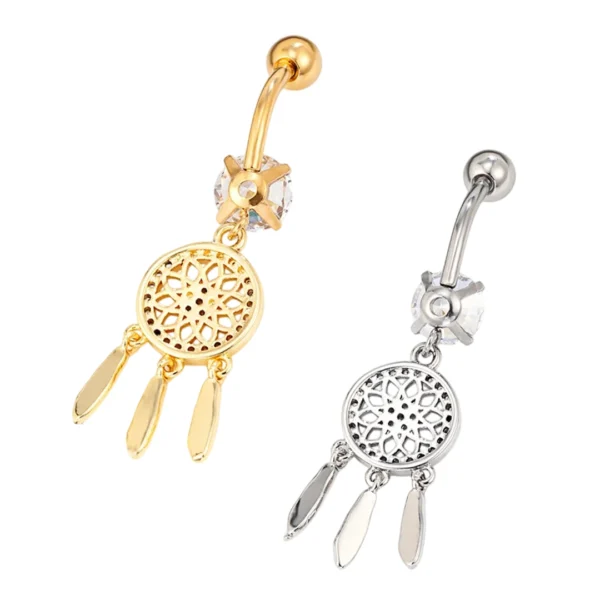 Verso Piercing Nombril Attrape-Rêves Scintillant en Titane Verso Piercing Nombril Attrape-Rêves Scintillant en Titane.