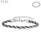 Bracelet Homme Cordage d’Acier Finement Perlé.
