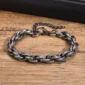 Bracelet Homme en Acier Inoxydable Patiné à Maillage Torsadé