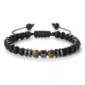 Bracelet Onyx Mat & Œil de Tigre 6mm - Cordon Réglable.