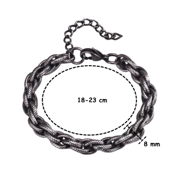 Bracelet en Acier Inoxydable Patiné à Maillage Torsadé ( 18 à 23 cm tour de poignet) Bracelet en Acier Inoxydable Patiné à Maillage Torsadé ( 18 à 23 cm tour de poignet).