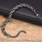 Bracelet en Acier Inoxydable Vieilli à Maillage Torsadé avec Fermoir Mousqueton