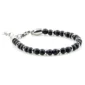 Bracelet en Perles Naturelles Onyx mat 6mm avec Intercalaires en Acier Inoxydable.