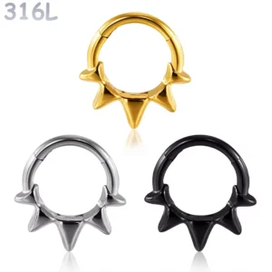 Piercing Anneau Clicker 5 Pointes Sculptées - Septum & Daith.
