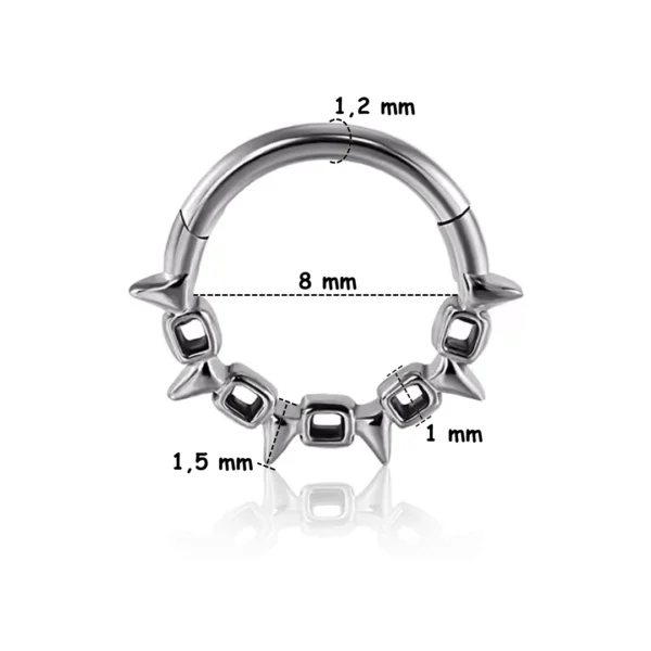 Piercing Anneau Clicker Chaîne Maillons à Pointes Fines (variante acier poli 8 mm) Piercing Anneau Clicker Chaîne Maillons à Pointes Fines (variante acier poli 8 mm).