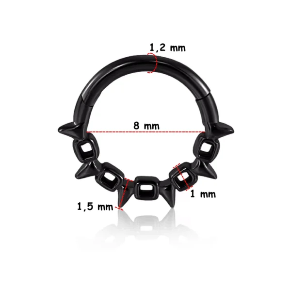 Piercing Anneau Clicker Chaîne Maillons à Pointes Fines (variante noir PVD 8 mm) Piercing Anneau Clicker Chaîne Maillons à Pointes Fines (variante noir PVD 8 mm).