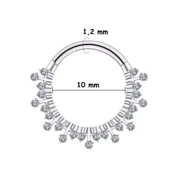 Piercing Anneau Clicker Titane à Frise Lumineuse (variante 10 mm gris argenté) Piercing Anneau Clicker Titane à Frise Lumineuse (variante 10 mm gris argenté).