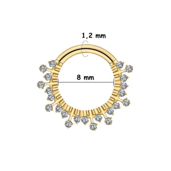 Piercing Anneau Clicker Titane à Frise Lumineuse (variante 8 mm anodisé doré) Piercing Anneau Clicker Titane à Frise Lumineuse (variante 8 mm anodisé doré).