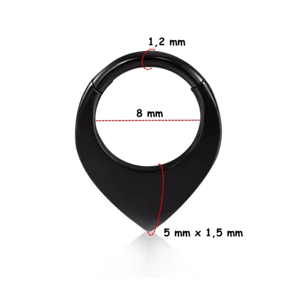Piercing Anneau Clicker Triangle Plein - Septum & Daith (variante noir PVD 8 mm) Piercing Anneau Clicker Triangle Plein - Septum & Daith (variante noir PVD 8 mm).