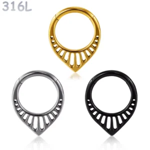 Piercing Anneau Clicker en V Ajouré - Daith & Septum.