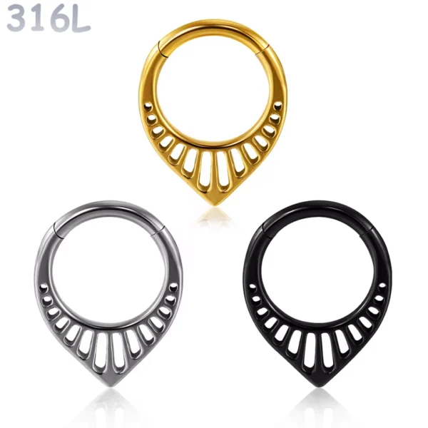 Piercing Anneau Clicker en V Ajouré - Daith & Septum.