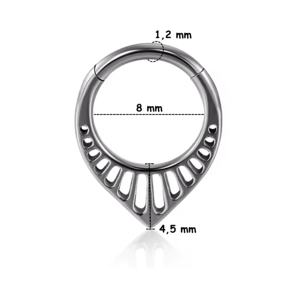 Piercing Anneau Clicker en V Ajouré - Daith & Septum (variante acier brut 8 mm) Piercing Anneau Clicker en V Ajouré - Daith & Septum (variante acier brut 8 mm).