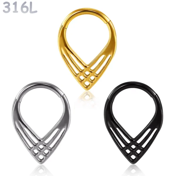 Piercing Clicker Ajouré à Chevrons Croisés - Septum & Daith.