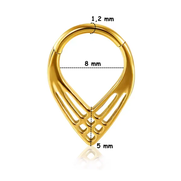 Piercing Clicker Ajouré à Chevrons Croisés - Septum & Daith (variante doré PVD 8 mm) Piercing Clicker Ajouré à Chevrons Croisés - Septum & Daith (variante doré PVD 8 mm).