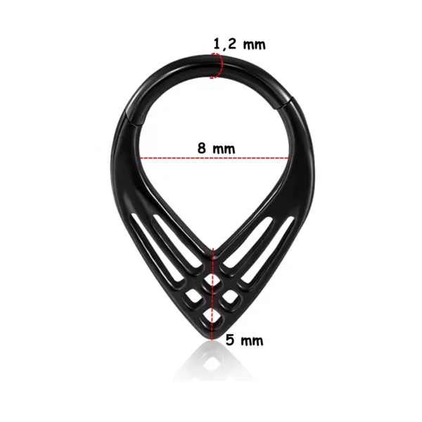 Piercing Clicker Ajouré à Chevrons Croisés - Septum & Daith (variante noir PVD 8 mm) Piercing Clicker Ajouré à Chevrons Croisés - Septum & Daith (variante noir PVD 8 mm).