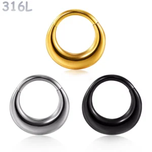 Piercing Clicker Septum & Daith Croissant Bold en Acier.