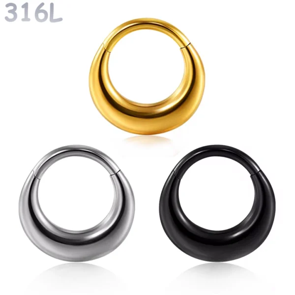 Piercing Clicker Septum & Daith Croissant Bold en Acier.