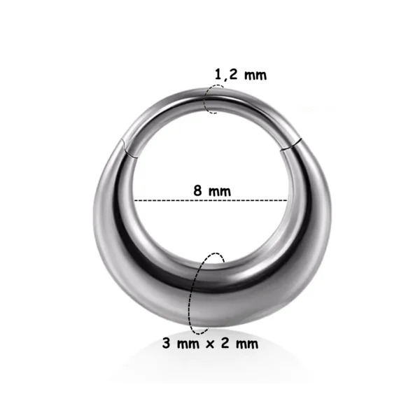 Piercing Clicker Septum & Daith Croissant Bold en Acier (version acier poli 8 mm) Piercing Clicker Septum & Daith Croissant Bold en Acier (version acier poli 8 mm).