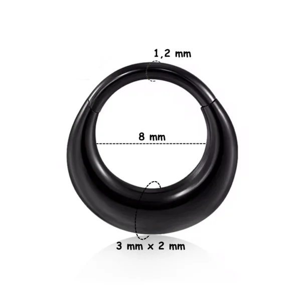 Piercing Clicker Septum & Daith Croissant Bold en Acier (version noir PVD 8 mm) Piercing Clicker Septum & Daith Croissant Bold en Acier (version noir PVD 8 mm).