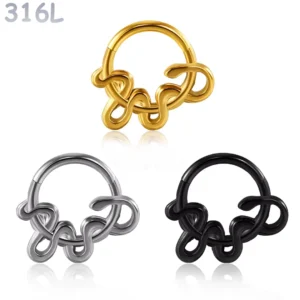 Piercing Clicker Serpent Enroulé en Acier 316L.