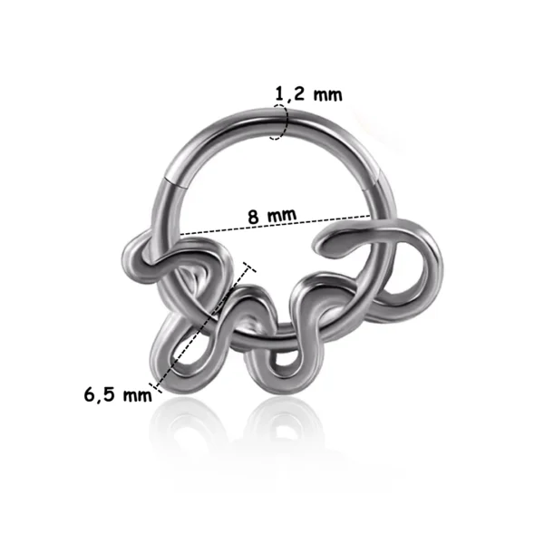 Piercing Clicker Serpent Enroulé en Acier 316L (variante acier poli 8 mm) Piercing Clicker Serpent Enroulé en Acier 316L (variante acier poli 8 mm).