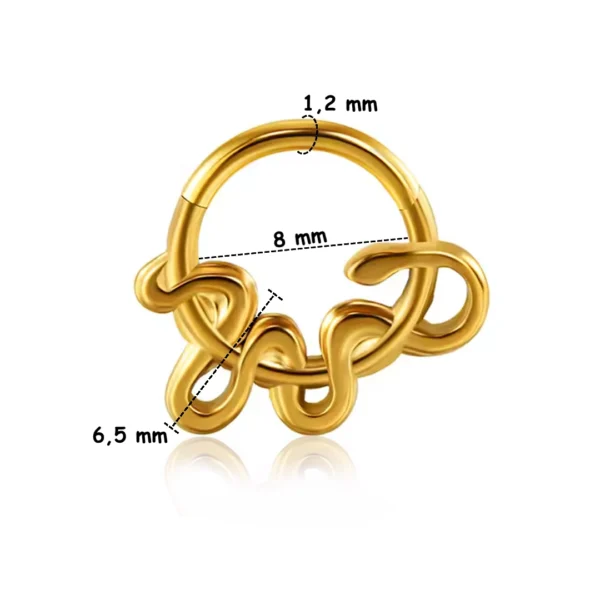 Piercing Clicker Serpent Enroulé en Acier 316L (variante doré PVD 8 mm) Piercing Clicker Serpent Enroulé en Acier 316L (variante doré PVD 8 mm).