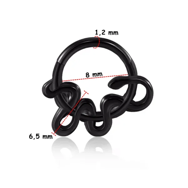 Piercing Clicker Serpent Enroulé en Acier 316L (variante noir PVD 8 mm) Piercing Clicker Serpent Enroulé en Acier 316L (variante noir PVD 8 mm).