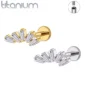 Piercing Labret Éventail Baguettes Zircons en Titane.