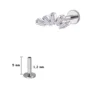 Piercing Labret Éventail Baguettes Zircons en Titane (variante 5 mm gris argenté).