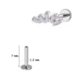 Piercing Labret Éventail Baguettes Zircons en Titane (variante 7 mm gris argenté).