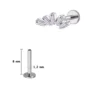 Piercing Labret Éventail Baguettes Zircons en Titane (variante 8 mm gris argenté).